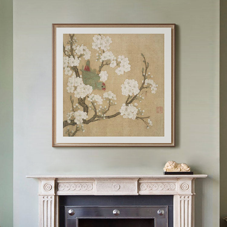 T2152 Pear Blossom and Parrot - Giclee Fine Art Print - ARTasia.co